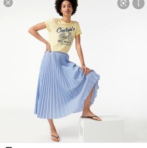 J Crew Midi Pleated Blue Skirt